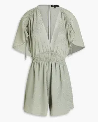 Maje Gathered metallic fil coupé georgette playsuit - Green Green