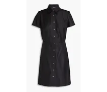 Striped wool-jacquard mini shirt dress - Black