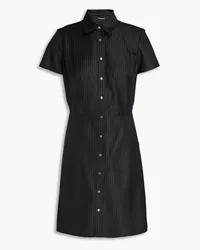 Theory Striped wool-jacquard mini shirt dress - Black Black