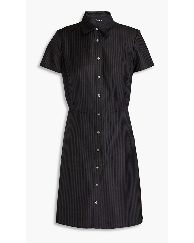 Theory Striped wool-jacquard mini shirt dress - Black Black