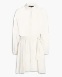 Maje Gathered fil coupé crepe de chine mini shirt dress - White White