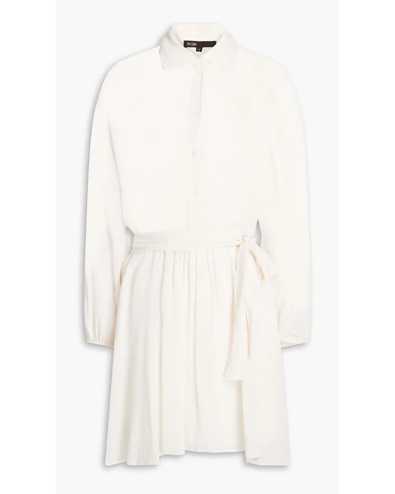 Maje Gathered fil coupé crepe de chine mini shirt dress - White White