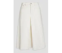 Pleated denim culottes - White