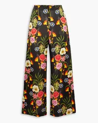 Borgo De Nor Halia floral-print crepe wide-leg pants - Black Black