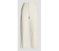 Cotton and linen-blend canvas tapered pants - White