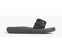 Taygete gathered faux leather slides - Black