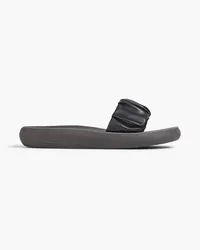 Ancient Greek Sandals Taygete gathered faux leather slides - Black Black