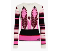Jacquard-knit wool and cashmere-blend sweater - Pink