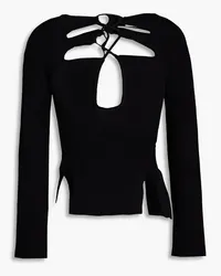 KHAITE River cutout ribbed-knit top - Black Black