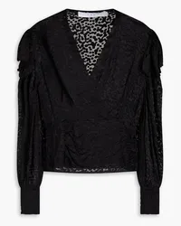 IRO Wrap-effect draped devoré blouse - Black Black