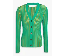 Pleated jacquard-knit cardigan - Green