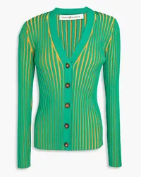 Tory Burch Pleated jacquard-knit cardigan - Green Green