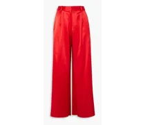 Belle silk-satin wide-leg pants - Red