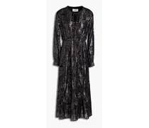 Sophie metallic fil coupé silk-blend georgette midi dress - Black