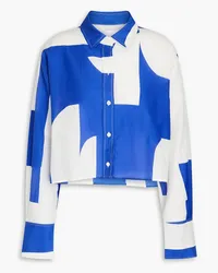 Frame Denim Cropped printed cotton and silk-blend shirt - Blue Blue