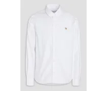 Appliquéd cotton-poplin shirt - White
