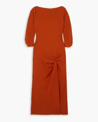 Reformation Belmont gathered ribbed stretch-TENCEL Lyocell jersey midi dress - Red Red