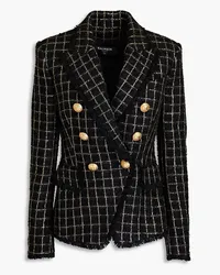 Balmain Double-breasted metallic tweed blazer - Black Black