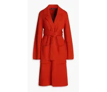 Ribbed cotton, wool and cashmere-blend coat - Red