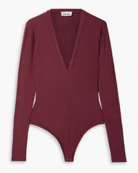 ALIX Hylan ribbed stretch-modal thong bodysuit - Burgundy Burgundy