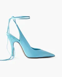 ATTICO Venus crystal-embellished satin pumps - Blue Blue