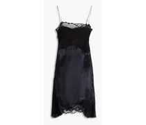 Cami lace-paneled satin mini dress - Black