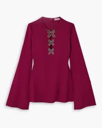 Elie Saab Embellished crepe blouse - Burgundy Burgundy