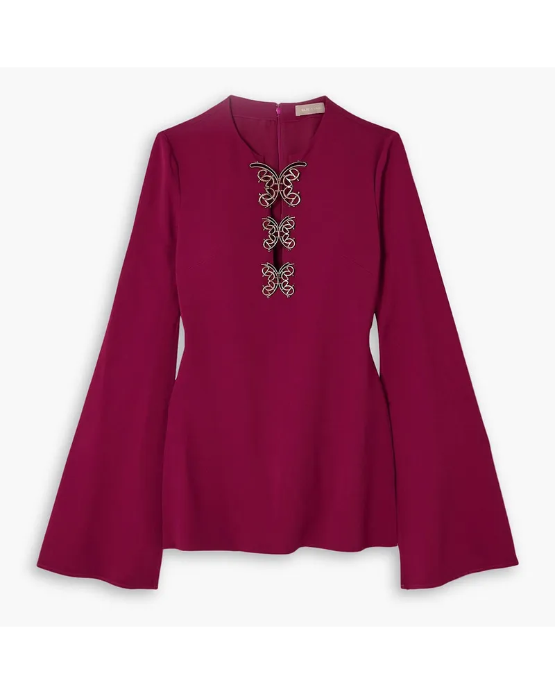 Elie Saab Embellished crepe blouse - Burgundy Burgundy