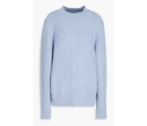 Ribbed cotton, wool and cashmere-blend sweater - Blue