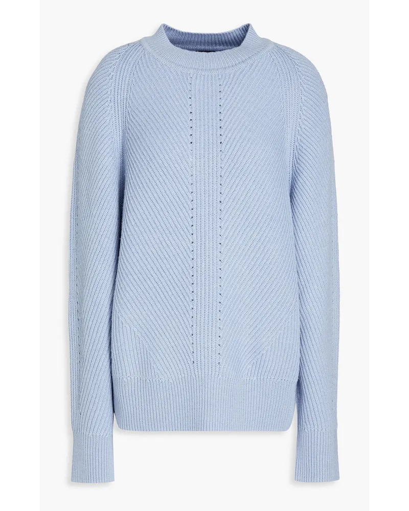 Joseph Ribbed cotton, wool and cashmere-blend sweater - Blue Blue
