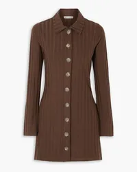 Reformation Benton ribbed stretch TENCEL™ Lyocell-blend mini shirt dress - Brown Brown