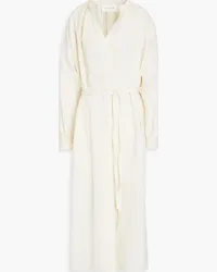 Missing You Already Belted cotton and linen-blend canvas midi dress - Neutral Neutral