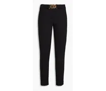 Belted quilted jersey slim-leg pants - Black