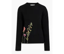 Embellished wool and cashmere-blend sweater - Black
