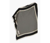 Asymmetric printed silk-twill top - Black