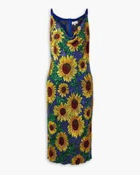 ASHISH Draped sequined georgette midi dress - Blue Blue