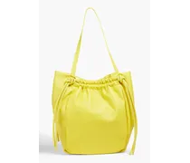 Ruched leather tote - Yellow