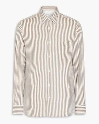 Officine Generale Alex striped linen and cotton-blend shirt - Neutral Neutral