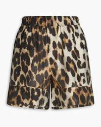 Ganni Leopard-print Tencel-blend voile shorts - Animal print Animal