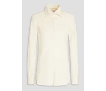 Dalia waffle-knit cotton polo shirt - White