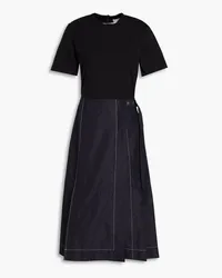 3.1 phillip lim Two-tone cotton-jersey and cotton-blend poplin midi dress - Black Black