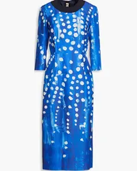 Marni Polka-dot silk-faille midi dress - Blue Blue