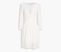 Cutout pointelle-knit cotton mini dress - White