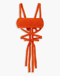 Alanui Palm Springs crocheted cotton bralette - Orange Orange