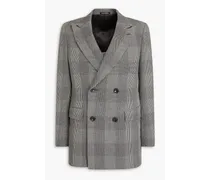 Double-breasted Prince of Wales checked wool blazer - Black