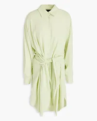 Maje Tie-detailed crepe de chine mini shirt dress - Green Green