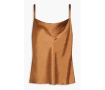 Draped crinkled satin camisole - Brown