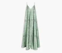 Aena oversized paisley-print silk-shantung maxi dress - Green
