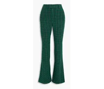 Basinger checked cotton-blend tweed flared pants - Green