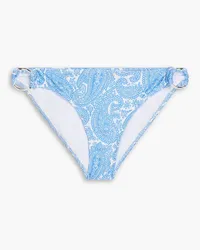 Heidi Klein Paisley-print stretch-piqué low-rise bikini briefs - Blue Blue